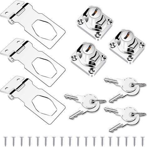 3 Pack Hasp Padlock with Key and Screws for Doors, Cabinets, Drawers (1/5)