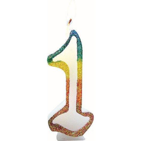 Ziffernkerze 1 Regenbogen 8cm - Eurobougie
