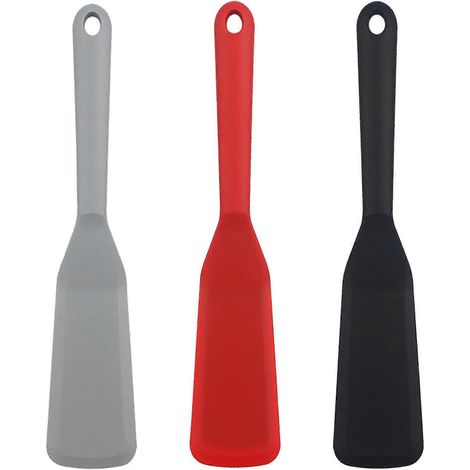 Lot de 3 spatules souples en silicone pour crêpes et steaks, résistantes à la chaleur et antiadhésives. (1/4)