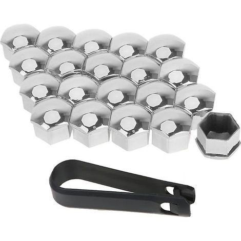 T98 Lot de 20 cache-boulons de roue pour Tesla Model 3/X/S, en acier inoxydable argenté, style A, résistants à la poussière (1/5)