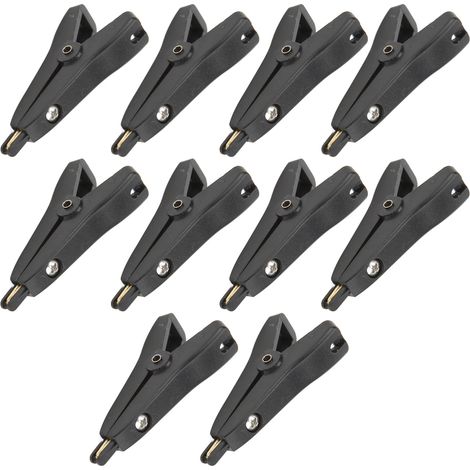10 Stück Krokodilklemmen für Positiv- und Negativtests, vergoldeter Messinganschluss, 25 mm Öffnung, J.60043, Schwarz (1/5)