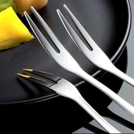 Lot de 5 mini fourchettes en acier inoxydable – Idéales pour les fruits, les desserts, les apéritifs, les gâteaux– Argentées (1/5)