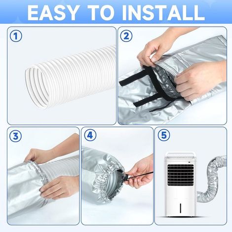 Housse tuyau climatiseur portable - Longueur ajustable 127-151cm - Isolation - Ø12.7/15cm (1/5)