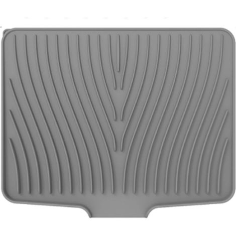 Tapis égouttoir pour vaisselle en silicone gris antidérapant avec système de drainage tapis de séchage pour évier plan de travail et bar 40 x 33 cm (1/3)