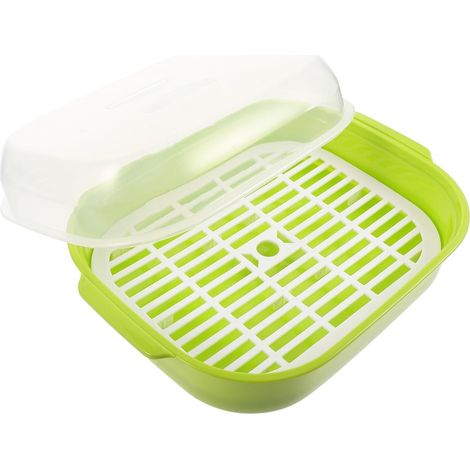 Vaporera para microondas STOBAZA verde con filtro de agua, ventilación y aceite, accesorio de cocina ecológico. (1/5)