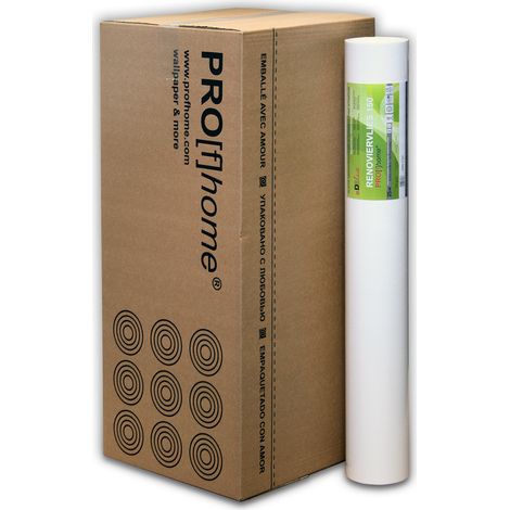 Fibre de rénovation non-tissé à peindre 150 g Profhome 399-150 intissé de lissage professionnel Papier peint intissé blanc 9 rouleaux 168,75 m2