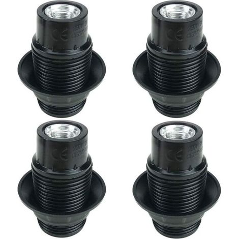 Vis E14 Noir, Support D'ampoule E14, 4 Pièces Douille E14, Ampoule à Douille E14, Douille D'ampoule Solide, Adaptateur Noir Socket, Douilles de Lampe Décoration Café Cuisine Cafétéria Industrie et DIY (1/5)