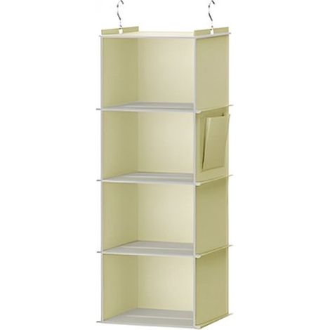 Aufbewahrungskorb – Aufbewahrungsbox – Hängender Aufbewahrungsbeutel – Mit Haken – Faltbar – Dreilagig – Beige (1/5)