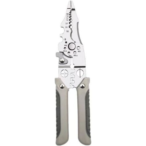 Pinza spelafili multifunzione in acciaio inossidabile, pinza crimpatrice, tagliafili, avvolgifilo, pinza spaccafili, strumento da elettricista per tagliare, spelare, tranciare e rimuovere (1/5)