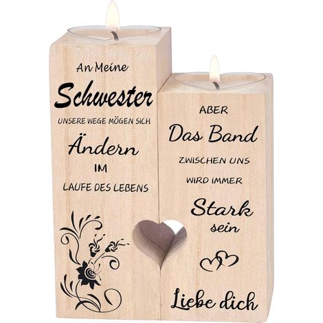 Luckyyds Portacandele Legno con Candele Regalo Sorella (1/5)