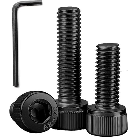 10 Pièces Vis Cylindriques à Six Pans Creux M8x25mm,Boulon Hexagonal Filetage Complet Vis en Acier Inoxydable A2 V2A avec Clé Allen (1/5)