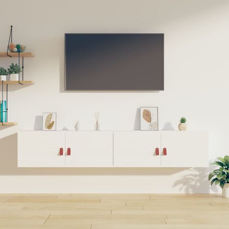 vidaXL Armarios de pared 2 uds madera maciza pino blanco 80x30x30 cm (1/5)