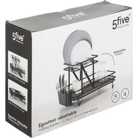 Égouttoir à Vaisselle 2 Niveaux rétractable en Acier Noir (1/4)