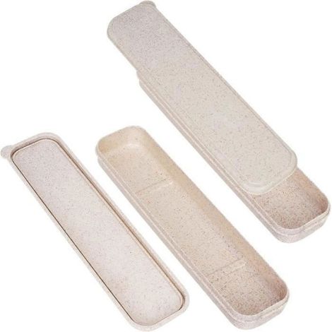 2 pcs boîte de rangement portable pour couverts, boîte de rangement de voyage pour couteau fourchette cuillère vaisselle (1/3)
