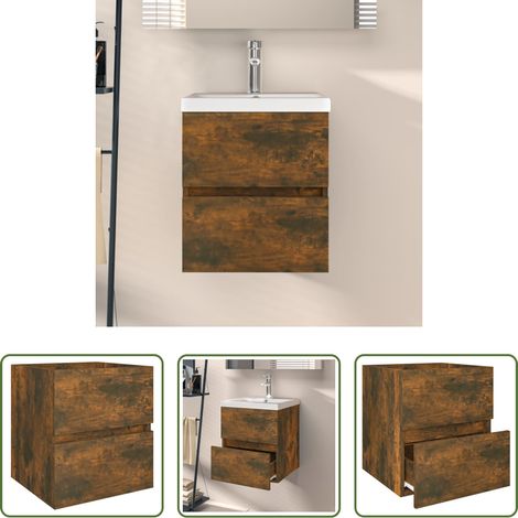 vidaXL Badezimmer Schrank - Waschbeckenunterschrank Räuchereiche 41x38,5x45cm Holzwerkstoff (1/5)