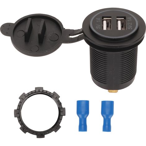 Chargeur voiture USB rapide universel bleu, léger, portable, antirays, interface charge rapide automobile (1/5)
