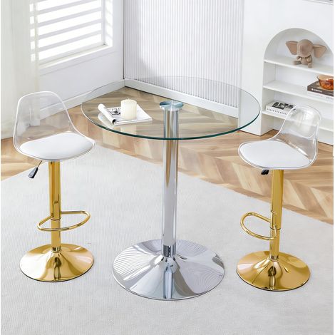 Conjunto mesa comedor de cristal con 2 sillas OKMYHOME (1/5)