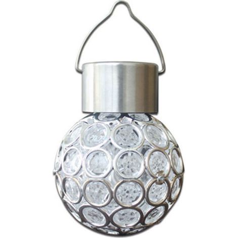 Lampe solaire décorative suspendue pour jardin, boule LED à effet craquelé pour pelouse et jardin, style 1, lumière blanche-AquaForge (1/5)