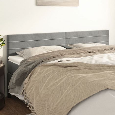 Kopfteile Hellgrau 180x5x78/88 cm Samt