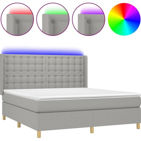Maison Exclusive - Letto a Molle Materasso e LED Grigio Chiaro 180x200 cm Tessuto (1/5)