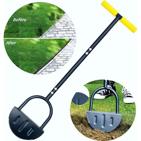 Outil de bordure de gazon demi-circulaire denté en acier carbone 107cm coupe-gazon outil jardinage entretien pelouse extérieur (1/5)