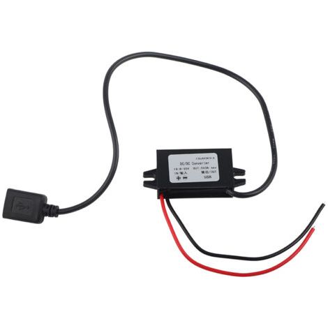 Vtizikl 1pc DC-DC Buck Adaptateur 12V/24V vers USB 5V 3A Convertisseur Régulateur Cble Fils