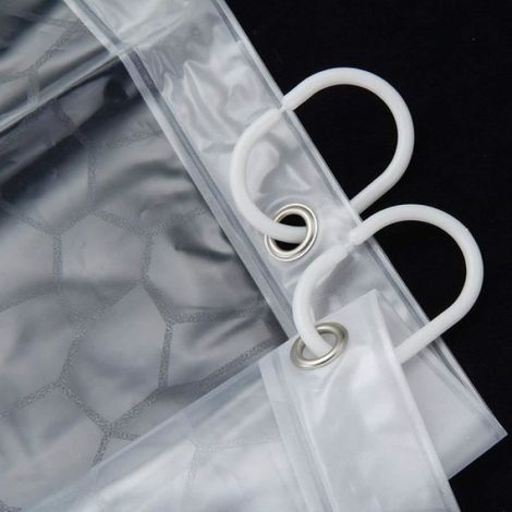Rideau de douche - EVA - Transparent - Imperméable - Anti-moisissure - 200 x 200 cm (1/4)