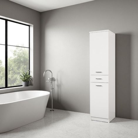 Colonna multiuso CLASSIC 35x34 con ante a SX e cassetto Bianco Lucido (1/2)