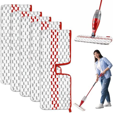 Lot de 5 têtes de rechange pour balai pulvérisateur Vileda 1-2 Spray Max – Têtes de rechange réutilisables (1/5)