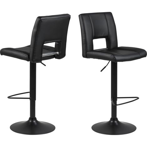 Sys Barhocker mit Gasdruckfeder in schwarzen Kunstleder mit schwarzen Fuss.