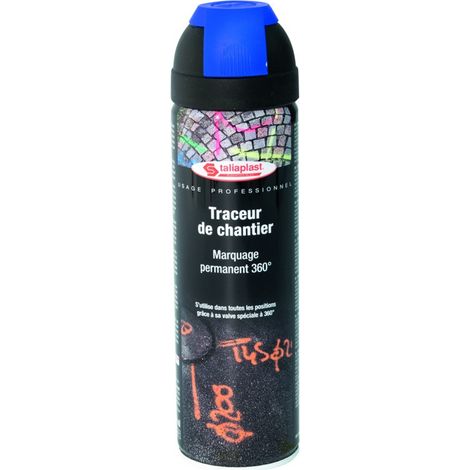 BOMBE TRACEUR DE CHANTIER FLUO 500ML - BLEU