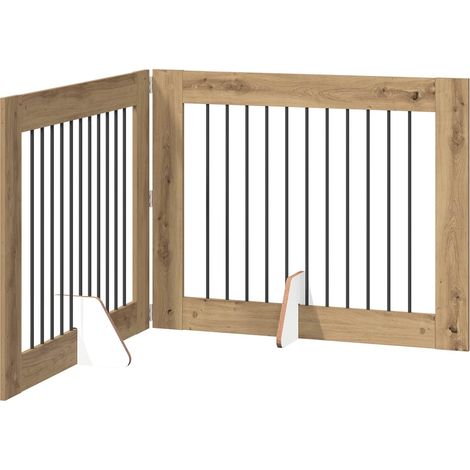 Foldable Dog Gate with Stands 2 pcs Artisan Oak 200.5 cm vidaXL