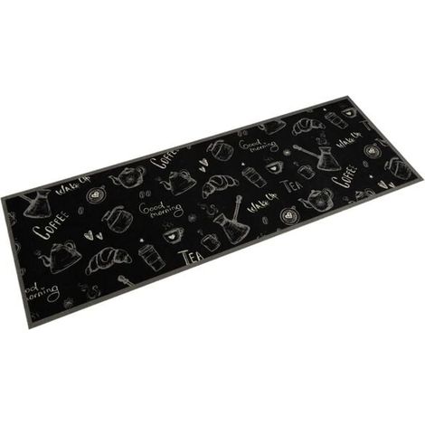 Tapis de cuisine lavable, imprimé lever de soleil noir, 60 x 180 cm, en velours (1/5)