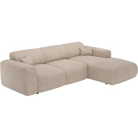 Grande divano letto angolo a destra in Tessuto a coste sottili Beige - POGNI della Maison Céphy