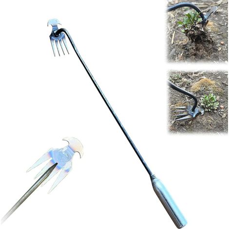 Nuovo attrezzo per diserbo 2-in-1 in acciaio al manganese di alta qualità, con 4 denti, resistente e duraturo per giardinaggio, piantagione e diserbo