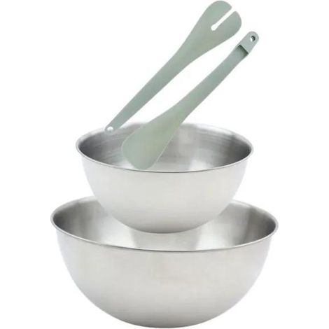 Fackelmann Salatservierset Edelstahl 20,5 25 cm