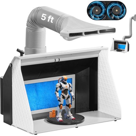 Cabine de Peinture Aérographe Portable 545x475x370 mm, Tente de Pulvérisation avec 2 Ventilateurs, 3 Lumières LED et Tuyau d'Échappement, pour Peinture de Maquettes, d'Artisanat et de Gâteaux (1/5)