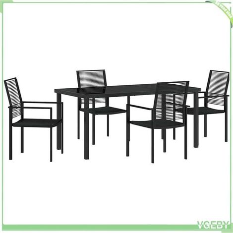 Ensemble de salle à manger pour jardin - FAFEICY - 3379166 - Noir - Acier enduit de poudre - 6 chaises & table 200x80 (1/5)