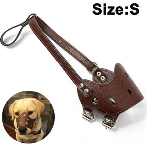 Muselière en cuir PU anti-morsure et anti-ingestion pour chiens de taille moyenne et grande, idéale pour contrôler les aboiements. Convient aux chiens de taille moyenne et grande.