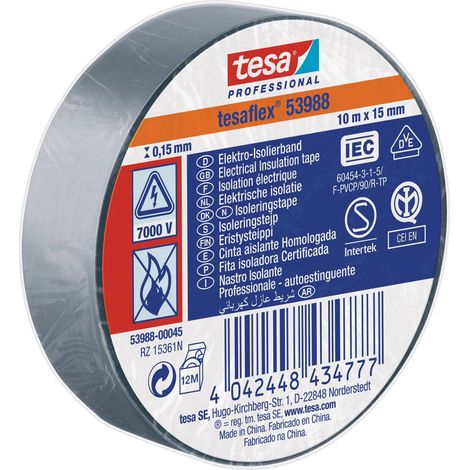 NASTRO ISOLANTE 'PROFESSIONAL 53988' mm. 15 x 10 mt - grigio