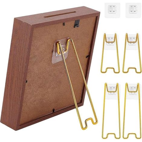 8 ensemble 2 Styles Supports de Cadre Photo, Support de Chevalet pour Cadre Photo Réglable Auto Adhésif pour Photos Dessins Affichage (1/5)