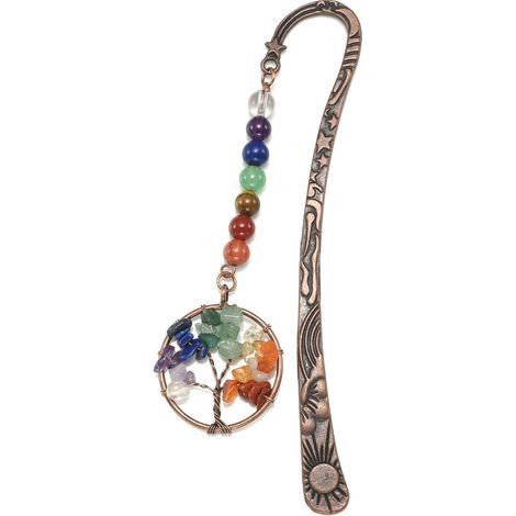 1 Stück Lesezeichen Baum des Lebens Chakra Metall-Lesezeichen-Anhänger 7Chakra V