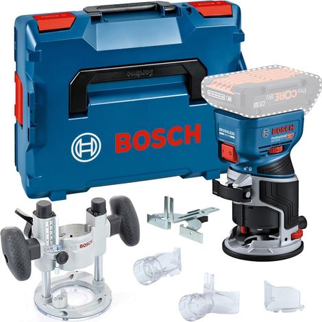 Bosch GKF 18V-8 18v Brushless Cordless Palm Router Trimmer Lboxx + Plunge Base (1/5)