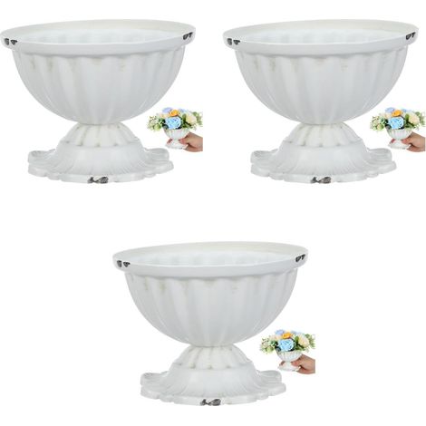 Lot de 3 pots de fleurs de mariage sur pied - Pot de fleurs vintage - Décoration de maison - Support pour urne de mariage - Pot antique en fer blanc (1/5)