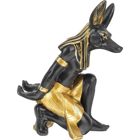 Porte-bouteilles Rétro en Résine Noir de Chien Anubis, Design Unique et Délicat, Stable Étagère à Vin Maison (1/5)