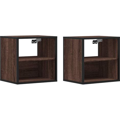 Maison Exclusive - Wand-Nachttische 2 Stk. Braun Eichen-Optik 40x