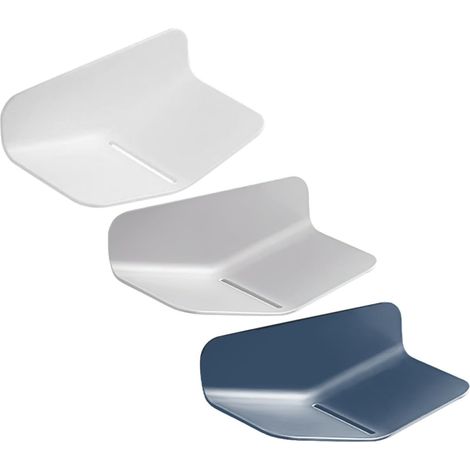 Ensemble de 3 porte-savons muraux de douche en forme de V avec évacuation. (1/5)