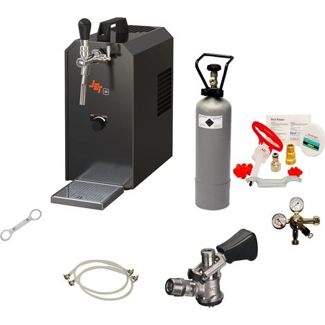 Komplett Set - Zapfanlage JET 30 Bierkoffer, Durchlaufkühler 1-leitig Trockenkühler, bis zu 35 Liter/h, Reinigungsset für Zapfanlage und Keg, Zapfkopf: Köpi (1/5)