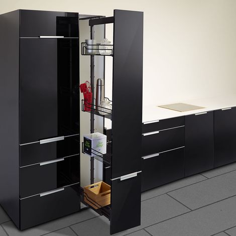 Kesseböhmer DISPENSA-X mit Korbset anthrazit Apothekerauszug 100 Kg Tragkraft für Korpusbreite 300 mm u. Korpusinnenhöhe 1900 - 2300 mm