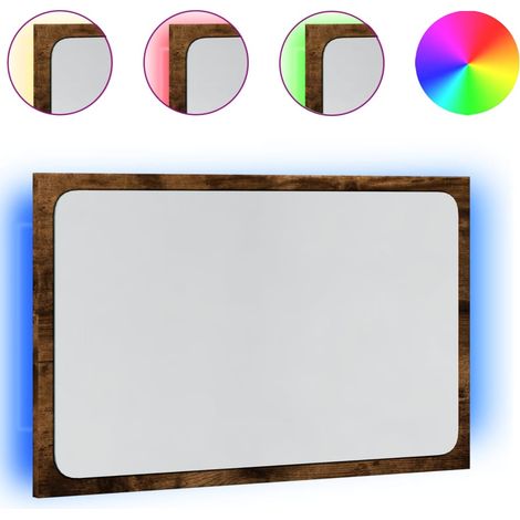 Miroir de salle de bain à LED chêne sonoma bois d'ingénierie